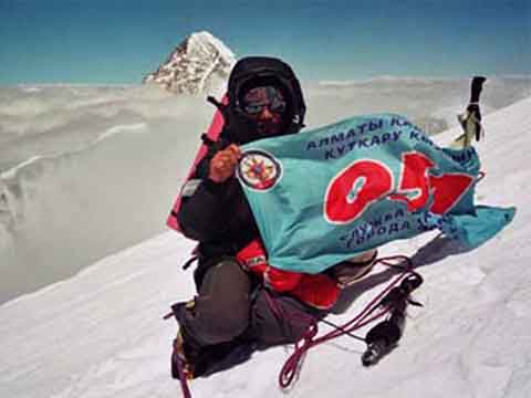 
Broad Peak First Ascent Southwest Face - Serguey Samoilov On Broad Peak Summit July 25, 2005
